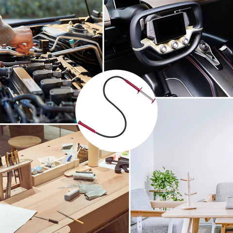 Bendable Flexible Magnetic Pickup Tool With Four Claws And A 24 Inch Reach displayed in engine bay, furniture, and workspace settings.