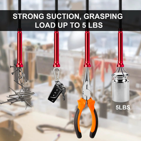 Bendable Flexible Magnetic Pickup Tool With Four Claws And A 24 Inch Reach For Easy Retrieval Of Metal Objects In Tight Spaces