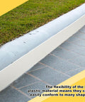 Five Piece Flexible Plastic Concrete Form Set for Walkways 4x76 Inches installed as curb edging on lawn and tiles