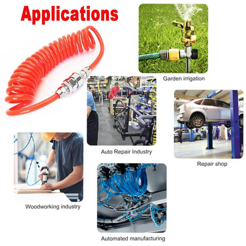 Flexible 6M PU Spring Tube Air Hose For Compressors With 5mm Inner Diameter And 8mm Outer Diameter Recoil Spiral Design Uses