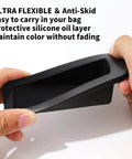 2 Pack Premium Rubber Door Stoppers For Bottom Of Door Security Heavy Duty Non Slip Wedges being flexed by hands