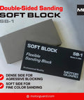 Soft Block Flexible Sanding Block SB1 For Precision Finishing And Smoothing, packaging showing dual-density features.