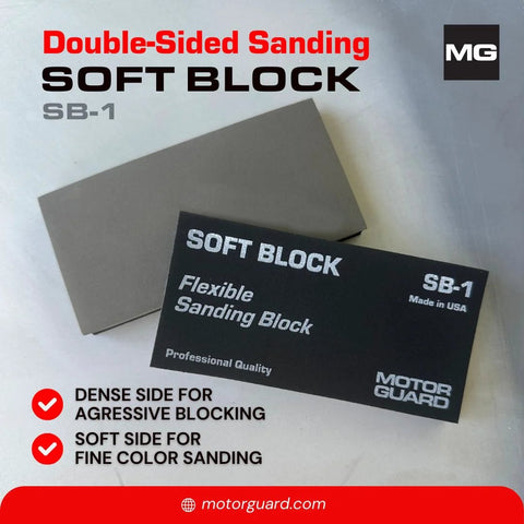 Soft Block Flexible Sanding Block SB1 For Precision Finishing And Smoothing, packaging showing dual-density features.