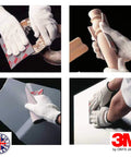 Hands using Softback Sanding Sponges 4.5 By 5.5 Inch Flexible Foam Wet Dry Fine Grit 20 Pack on various surfaces.
