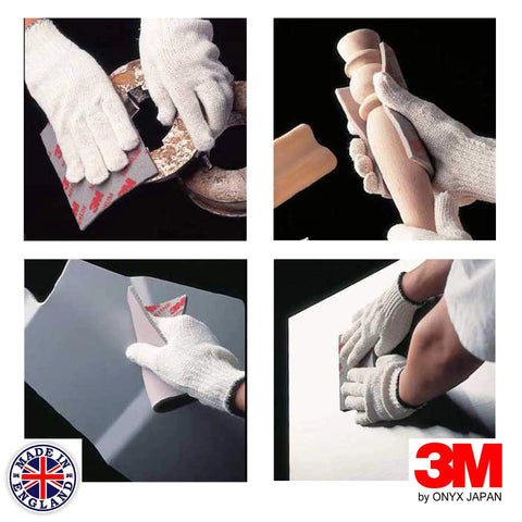 Hands using Softback Sanding Sponges 4.5 By 5.5 Inch Flexible Foam Wet Dry Fine Grit 20 Pack on various surfaces.