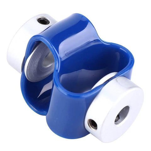 Flexible Shaft Coupler 6mm By 6mm Bore Beefy Glass Fiber Elastic Coupling For Encoder, blue, close-up view