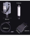 Components of Flexible Shaft Grinder Carver Rotary Tool Set with hanging overhead motor, 30 piece attachments, and foot pedal control.