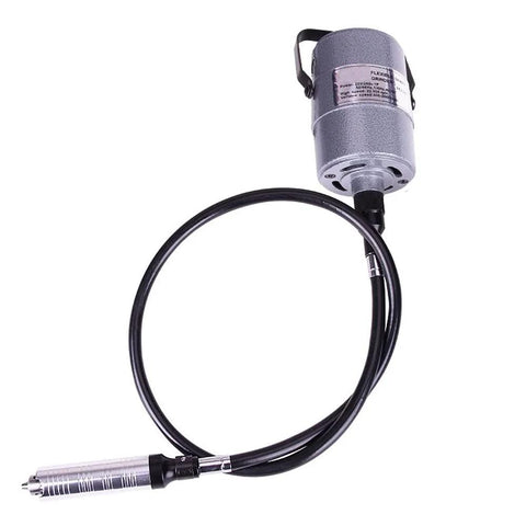 Hanging overhead motor of the Flexible Shaft Grinder Carver Rotary Tool Set with cable and handheld attachment for carving and polishing.