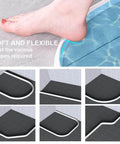 Collapsible Shower Threshold Water Dam, 39 In, Self Adhesive Shower Edge Water Barrier Stopper shown in flexible installation settings.