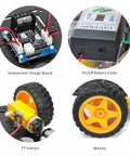 FlexiRover Arduino Building Kit With Customizable Robot Car Chassis And Four TT Motors And Wheels, detailed parts overview