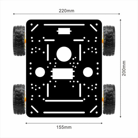 FlexiRover Arduino Building Kit With Customizable Robot Car Chassis And Four TT Motors And Wheels Top View