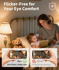 Mother reading to child in dimly lit room with flicker-free lamp, promoting eye comfort for Dimmable LED E12 Candelabra Bulbs For Chandeliers