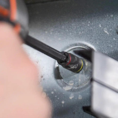 3-In-1 Flip Impact Socket Set for Quick Drive Size Swaps applied with impact driver on metal surface