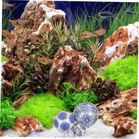 4pcs Floating Ceramic Balls Decorative Porcelain Orbs for Fish Tank Home Ornament and Pool Decor Hand-Painted Pattern and Stylish Decor
