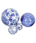 4pcs Floating Ceramic Balls Decorative Porcelain Orbs for Fish Tank Home Ornament and Pool Decor Hand-Painted Pattern