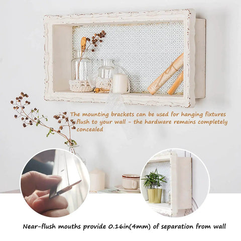 Wall-mounted display shelf using Heavy Duty Aluminum Z Hanger Wall Mount Kit For Picture Frames And Artwork With Hidden Bracket Clips French Cleat Style Hanging Hardware For Mirrors Cabinets Paintings Whiteboards Up To 60 Lbs 6 Inch Pack Of 3 Pairs