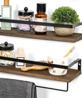 Decorative shelves on wall with various items including bottles and a plant. Ideal for use with 140pcs Black Self Drilling Drywall Anchors Kit with #8 Flat Head Screws.
