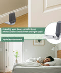 Two Pack Floor Door Stop Angle Door Stopper Heavy Duty Base For Doors With Up To Two Inch Gap Fits Wood And Concrete Floors Grey With Rubber Bumper And Stainless Steel Screws Includes Mounting Accessories shown on bedroom door floor