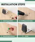 Two Pack Floor Door Stop Angle Door Stopper Heavy Duty Base For Doors With Up To Two Inch Gap Fits Wood And Concrete Floors Grey With Rubber Bumper And Stainless Steel Screws Includes Mounting Accessories installation steps