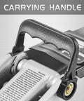 Close-up of carrying handle on Heavy Duty 2 Ton Floor Jack With Safe Hydraulic Lift For Cars Portable Car Jack 4.9 To 11.8 Inch Lift 3800 Lb Capacity With Built In Safety Bypass Valve And Easy Maneuverability On Two Large Steel Casters TONDA