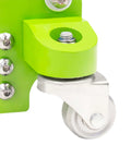 Close-up of caster wheel on 3-Ton Hybrid Aluminum And Steel Low Profile Floor Jack With Dual Pump Pistons