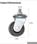2 Pcs 3 Ton Floor Jack Replacement Caster Wheels Set With Double Pump Swivel Casters showing dimensions and 12mm threaded axle