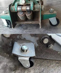 Floor Jack Casters For 3 Ton Jacks, Cast Iron Caster Wheels installed on a heavy-duty floor jack