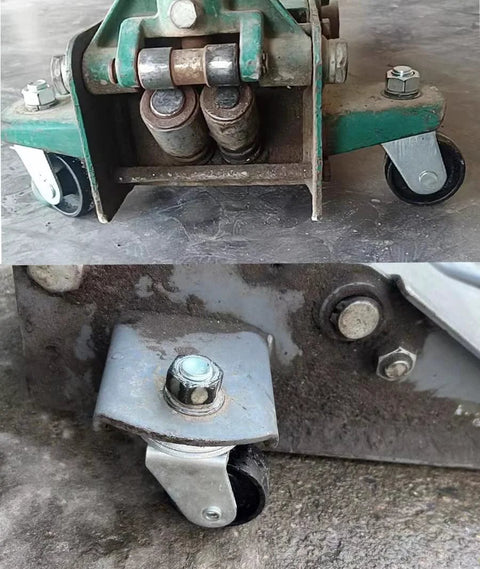 Floor Jack Casters For 3 Ton Jacks, Cast Iron Caster Wheels installed on a heavy-duty floor jack