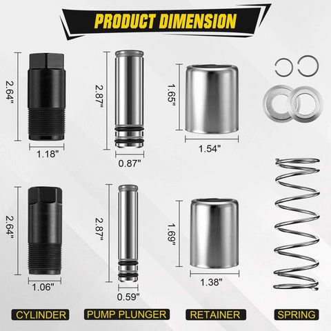 Product dimensions of Complete 3 Ton Floor Jack Repair Kit With Low Side Pump Piston Plungers And 17 Piece Hydraulic Seal Set