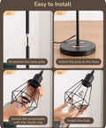 Assembly instructions for 70 Inch Farmhouse Floor Lamp With Diamond Cage Shade And Dimmable Lighting Includes Three LED Edison Bulbs Rustic Tree Corner Accent For Living Room Bedroom Or Office Black Finish Modern Cozy Vibe Lighting.