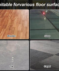 Image showing suitability of the product on wooden, glass, tile, and carpet floor surfaces.