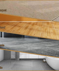 Various flooring types shown: carpet, wood, slate, and tile in home interior.