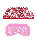 Metal Flower Wedding Invitation Border Die Cuts Set, red and pink floral designs, for card making and DIY crafts.