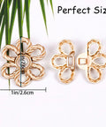 Eight Flower Button Set Waist Tighteners For Jeans And All Clothing in Frosted Gold, no sew, quick install decorative buckles.