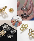 Eight Flower Button Set Waist Tighteners For Jeans And All Clothing, Detachable Decorative Buckles in four colors.