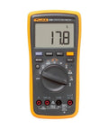 Front view of Fluke 17B+ Digital Multimeter, for Electrical Applications, Measures AC/DC Voltage 1000V, Current to 10A, Resistance, Temperature.