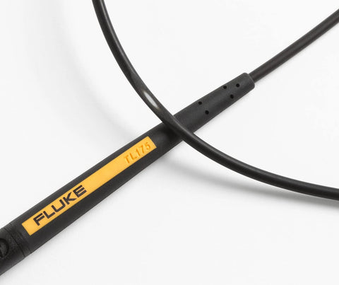 Close-up of Twistguard Test Leads TL175 with 2 mm Diameter Probe Tips, featuring shrouded banana plug and durable insulation