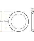 Fluorine Rubber O-Rings 24mm OD 19mm ID 2.5mm Width, Metric FKM Sealing Gasket, Pack of 20, front and side dimensions diagram