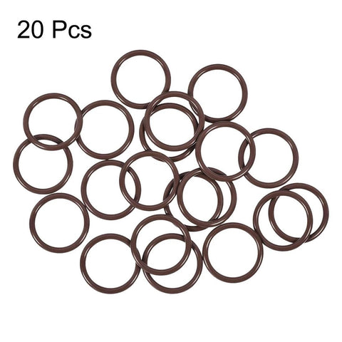 Fluorine Rubber O-Rings 24mm OD 19mm ID 2.5mm Width, Metric FKM Sealing Gasket, Pack of 20 laying flat.