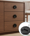 Flush Door Pull With Black Zinc Alloy Ring Handles 43.5 Mm Recessed Mount Lifting Ring Pulls installed on wooden drawers