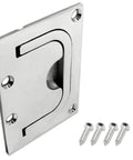 Flush Mount Ring Pull Handle In 316 Stainless Steel For Boat Hatch And Furniture Cabinets Drawer Square Recessed Lift Ring Pull 3 X 2.24 Inches Heavy Duty Rustproof Corrosion Resistant With 4 Mounting Screws
