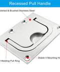 Flush Mount Ring Pull Handle In 316 Stainless Steel For Boat Hatch And Furniture Cabinets Drawer Square Recessed Lift Ring Pull 3 X 2.24 Inches Heavy Duty Rustproof Corrosion Resistant With 4 Mounting Screws