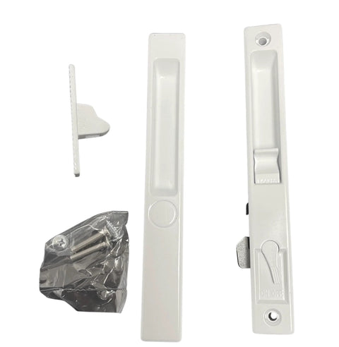 Sliding Glass Patio Door Handle Set Flush Mount Non Keyed For Replacement And Repair With Six And Five Eighths Inch Hole Centers