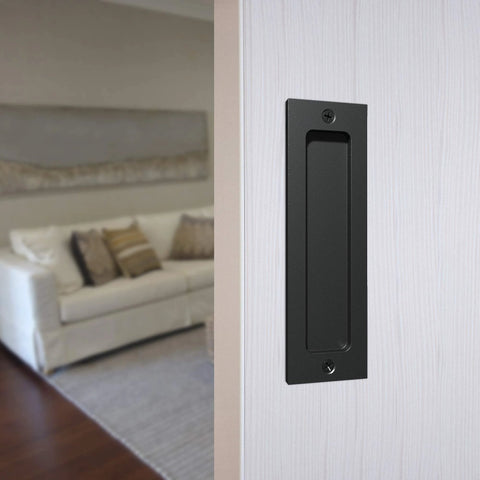 7 Inch Flush Pull Handle For Sliding Barn Doors Cabinets Drawers In Satin Black Finish Heavy Duty Door Pull For Pocket Doors