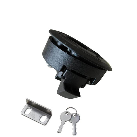 Four pack marine flush pull latch set for RVs and boats, secure deck and cabinet doors with a durable ABS body and zinc alloy lock core.