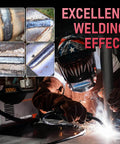 All In One Flux Core MIG Welder Bundle With Auto Darkening Blue Light Blocking Helmet in use showcasing excellent welding effect
