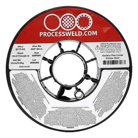 Gasless Flux Core MIG Wire For All Position Carbon Steel 0.030 Inch Diameter 10 Pound Spool labeled E71T-GS