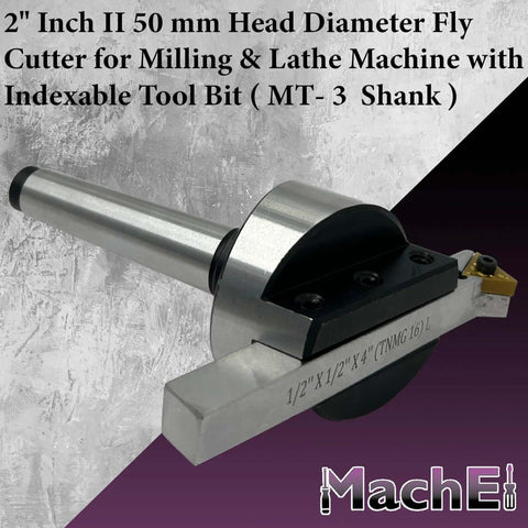 2 Inch Fly Cutter With 3MT Shank For Milling And Lathe Machines Replaceable Carbide Insert Indexable Tool Holder M12 X 1.75 Mm Tool Steel Construction Durable Cutting Head