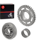 Flywheel Puller And Starter Clutch Gear Kit With One Way Bearing And Gasket Set For TRX450ER Electric Start 2006 2009 2011 2014 Replacement Complete Kit Ready To Roll, showing gear components and bearing.