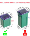 Comparison of two JCASE fuses with dimensions, highlighting the correct 14.2mm fuse size for the 30A JCASE FMX Low Profile Automotive Fuse Kit 5 Pack For Trucks Cars And SUVs To Keep Your Ride Safe Protects Wiring From Short Circuits And Overloads With Premium Materials For Safer More Reliable Electrical System And Easy Install.